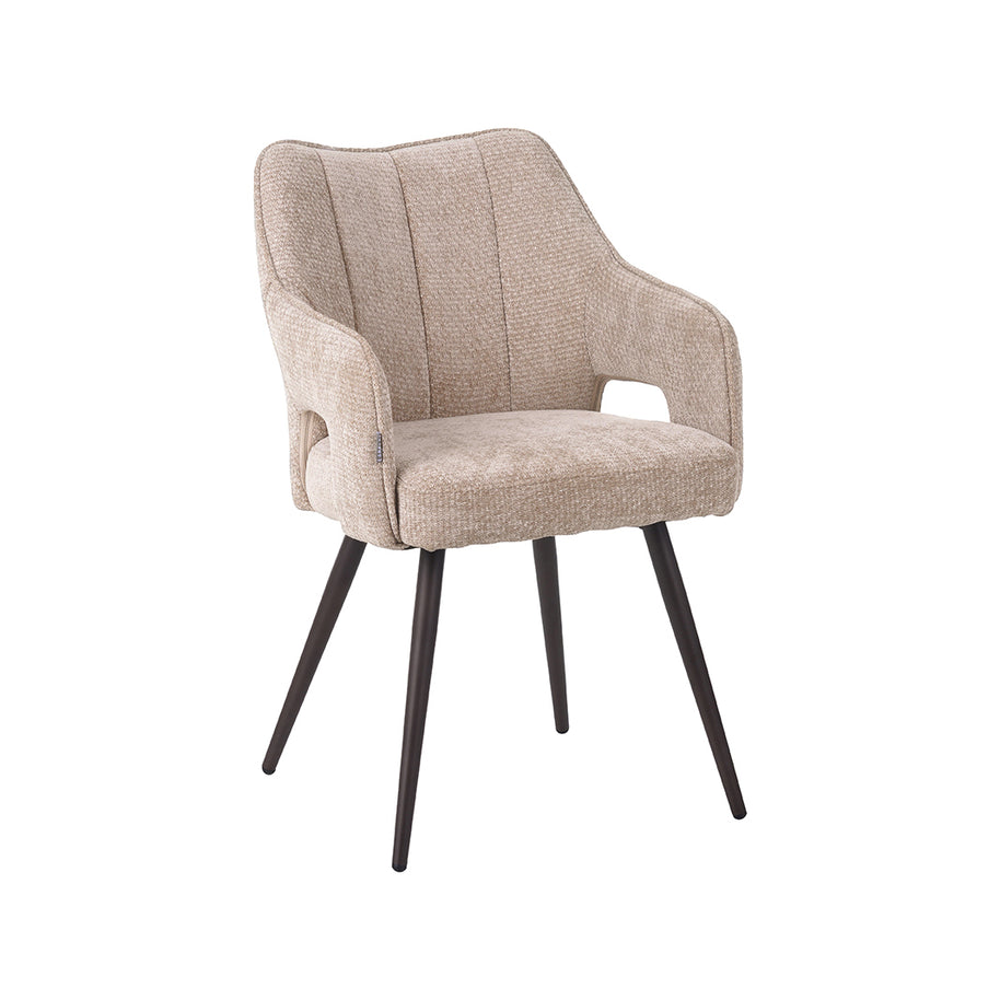 LABEL51 Eetkamerstoelen Stan - Clay - Chenille - Brons Metalen Frame
