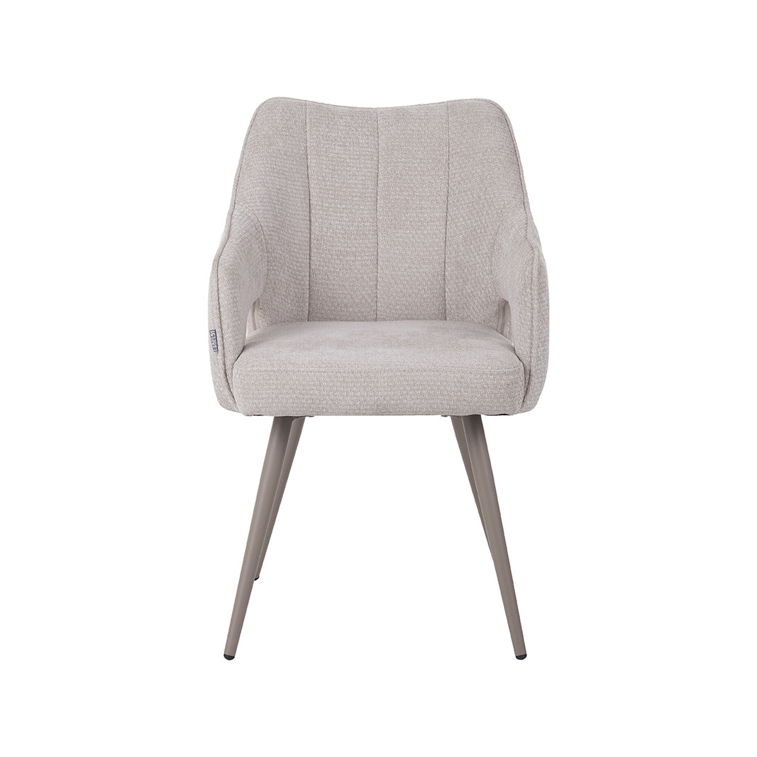 LABEL51 Eetkamerstoelen Stan - Naturel - Chenille - Taupe Metalen Frame