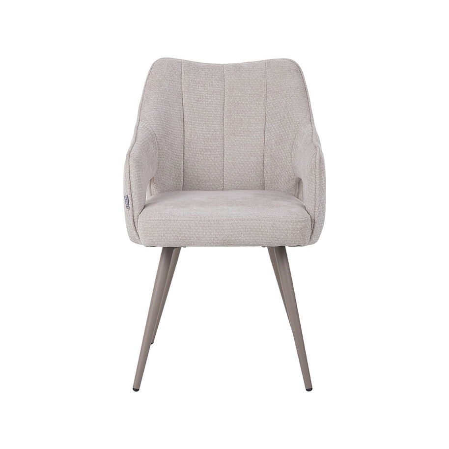 LABEL51 Eetkamerstoelen Stan - Naturel - Chenille - Taupe Metalen Frame
