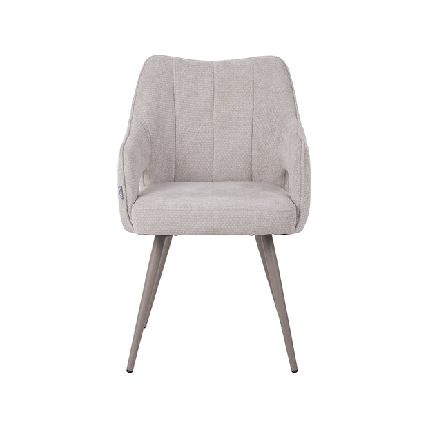 LABEL51 Eetkamerstoelen Stan - Naturel - Chenille - Taupe Metalen Frame