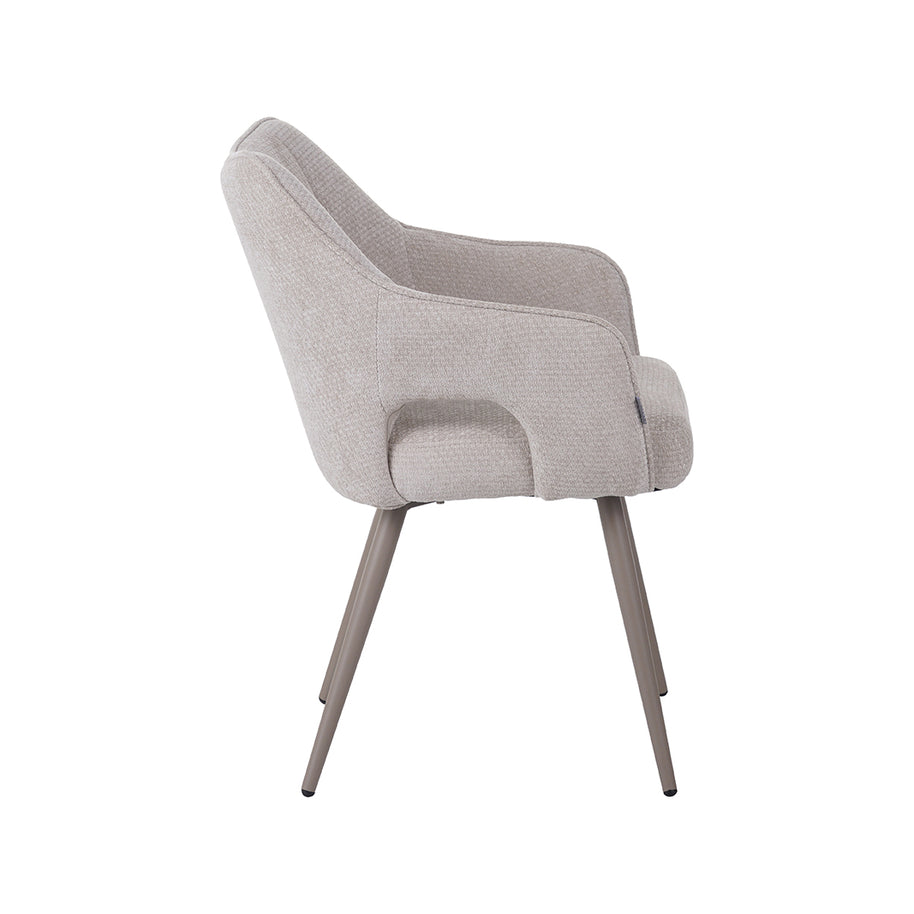 LABEL51 Eetkamerstoelen Stan - Naturel - Chenille - Taupe Metalen Frame
