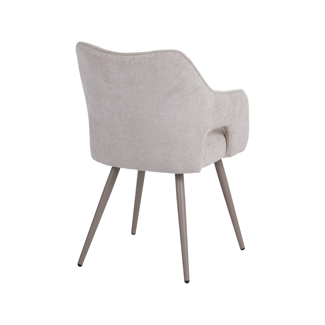 LABEL51 Eetkamerstoelen Stan - Naturel - Chenille - Taupe Metalen Frame