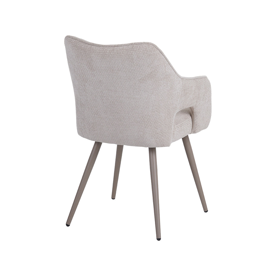 LABEL51 Eetkamerstoelen Stan - Naturel - Chenille - Taupe Metalen Frame