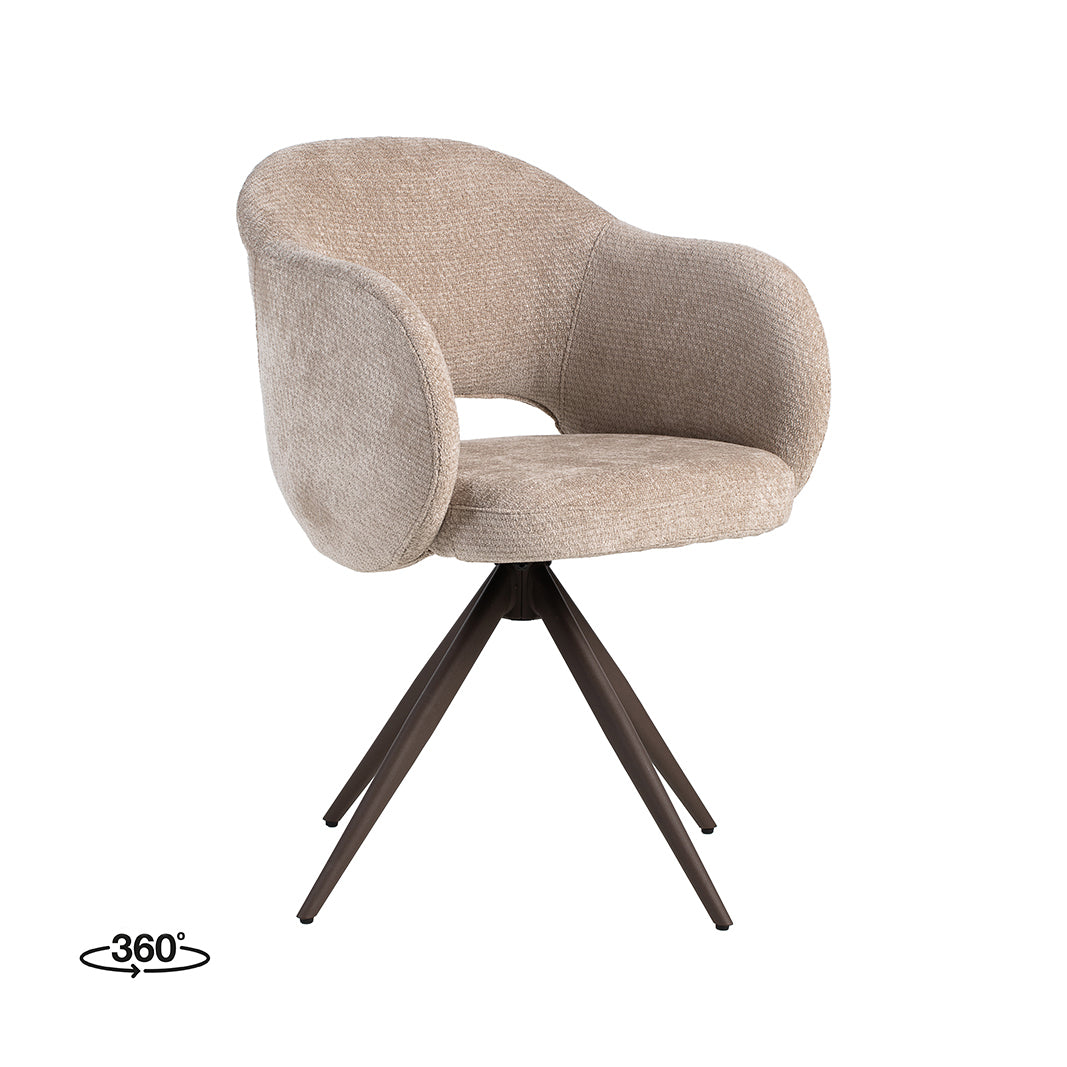LABEL51 Eetkamerstoelen Lela - Clay - Chenille - Brons Metalen Frame