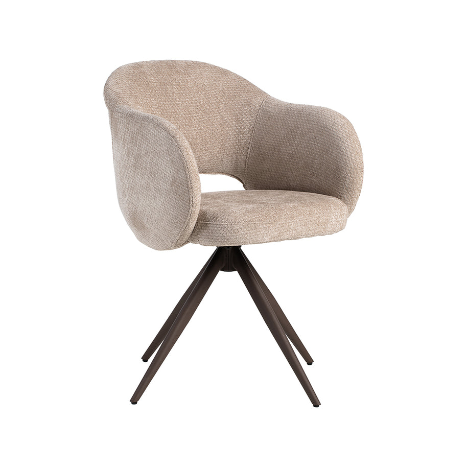 LABEL51 Eetkamerstoelen Lela - Clay - Chenille - Brons Metalen Frame