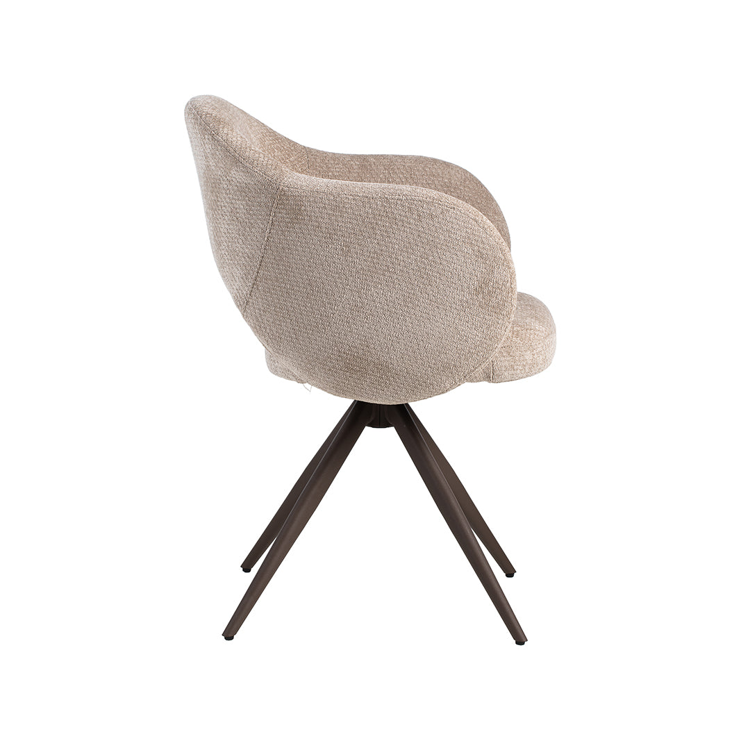 LABEL51 Eetkamerstoelen Lela - Clay - Chenille - Brons Metalen Frame