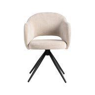 LABEL51 Eetkamerstoelen Lela - Naturel - Chenille - Zwart Metalen Frame