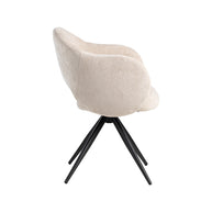 LABEL51 Eetkamerstoelen Lela - Naturel - Chenille - Zwart Metalen Frame