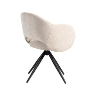 LABEL51 Eetkamerstoelen Lela - Naturel - Chenille - Zwart Metalen Frame