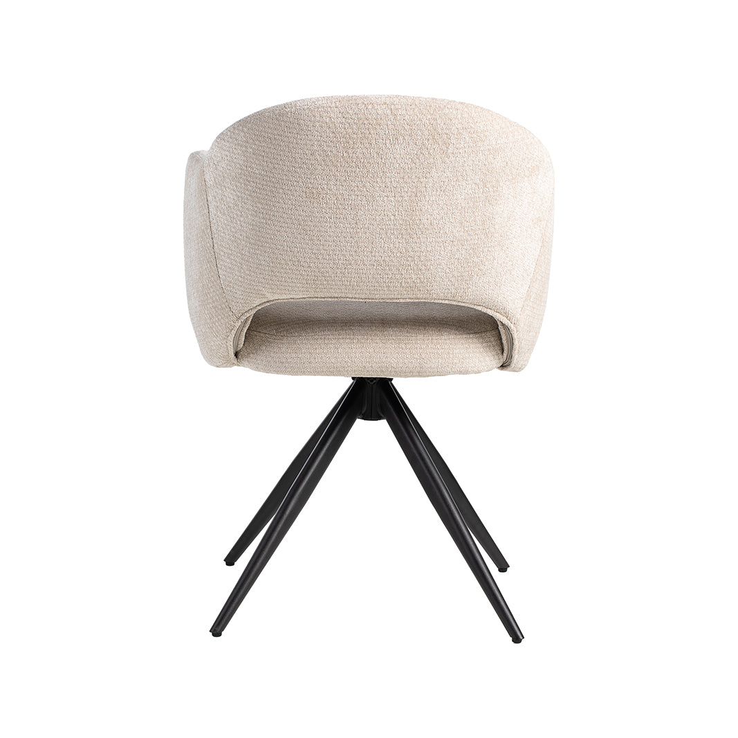 LABEL51 Eetkamerstoelen Lela - Naturel - Chenille - Zwart Metalen Frame