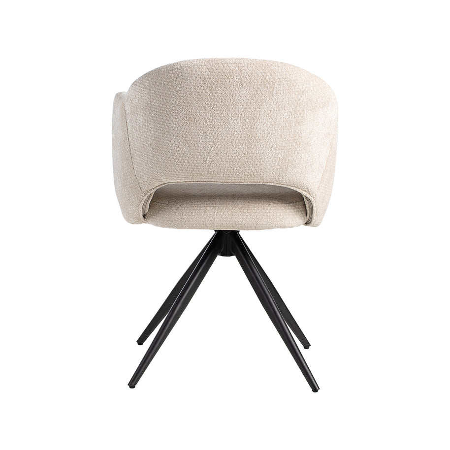 LABEL51 Eetkamerstoelen Lela - Naturel - Chenille - Zwart Metalen Frame