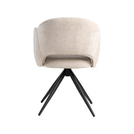 LABEL51 Eetkamerstoelen Lela - Naturel - Chenille - Zwart Metalen Frame