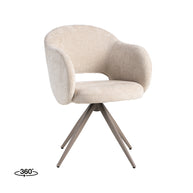 LABEL51 Eetkamerstoelen Lela - Naturel - Chenille - Taupe Metalen Frame