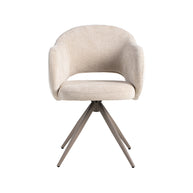 LABEL51 Eetkamerstoelen Lela - Naturel - Chenille - Taupe Metalen Frame