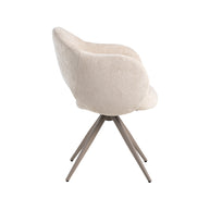 LABEL51 Eetkamerstoelen Lela - Naturel - Chenille - Taupe Metalen Frame