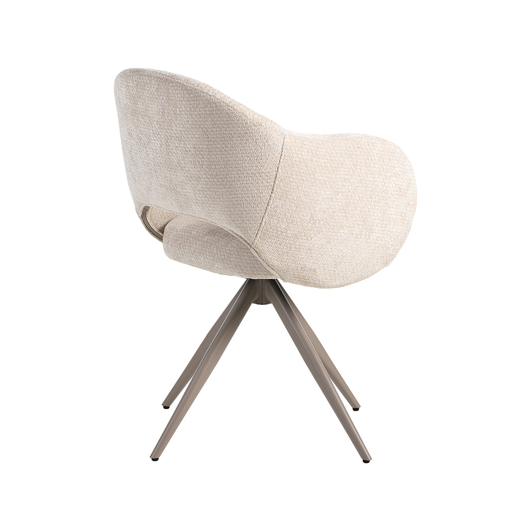 LABEL51 Eetkamerstoelen Lela - Naturel - Chenille - Taupe Metalen Frame