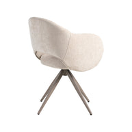 LABEL51 Eetkamerstoelen Lela - Naturel - Chenille - Taupe Metalen Frame