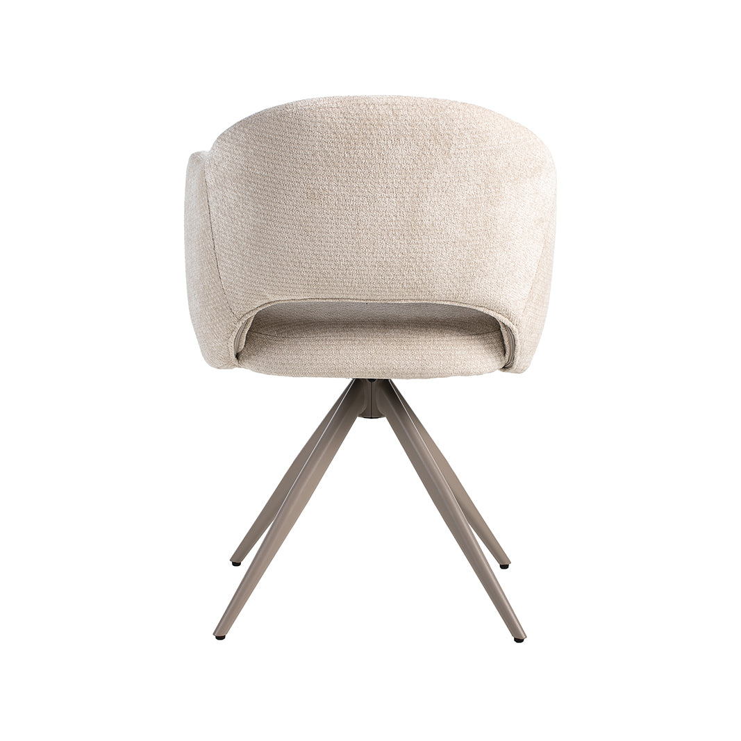 LABEL51 Eetkamerstoelen Lela - Naturel - Chenille - Taupe Metalen Frame