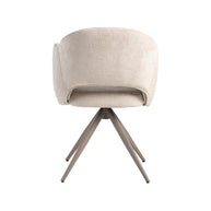 LABEL51 Eetkamerstoelen Lela - Naturel - Chenille - Taupe Metalen Frame