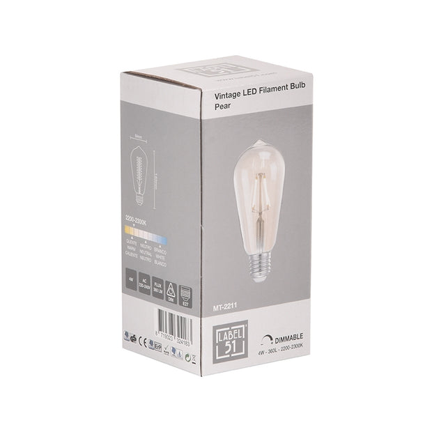 LABEL51 Lichtbronnen Kooldraadlamp - Helder glas - - Peer
