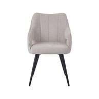 LABEL51 Eetkamerstoelen Stan - Naturel - Chenille - Zwart Metalen Frame