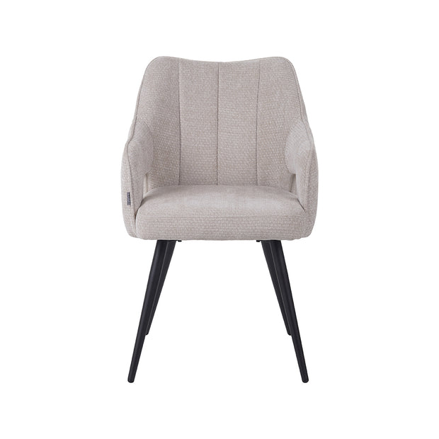 LABEL51 Eetkamerstoelen Stan - Naturel - Chenille - Zwart Metalen Frame