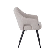 LABEL51 Eetkamerstoelen Stan - Naturel - Chenille - Zwart Metalen Frame