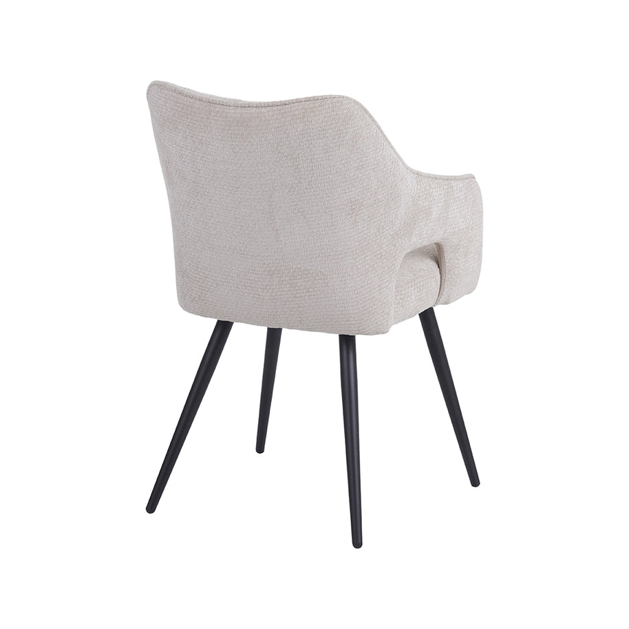 LABEL51 Eetkamerstoelen Stan - Naturel - Chenille - Zwart Metalen Frame