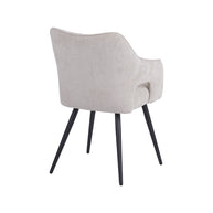 LABEL51 Eetkamerstoelen Stan - Naturel - Chenille - Zwart Metalen Frame