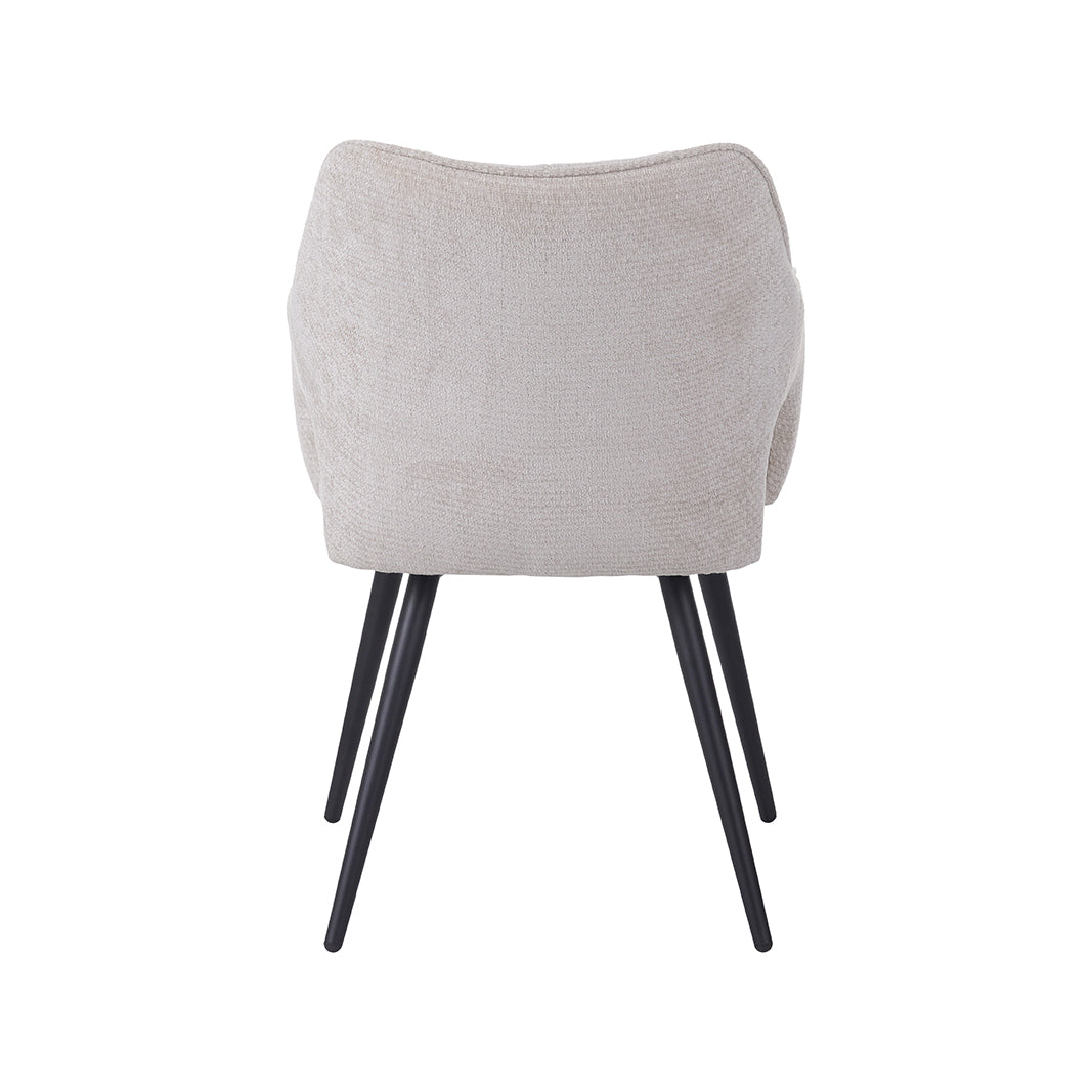 LABEL51 Eetkamerstoelen Stan - Naturel - Chenille - Zwart Metalen Frame