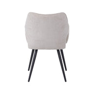LABEL51 Eetkamerstoelen Stan - Naturel - Chenille - Zwart Metalen Frame