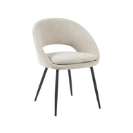 LABEL51 Eetkamerstoelen Zohra - Naturel - Chenille - Zwart Metalen Frame