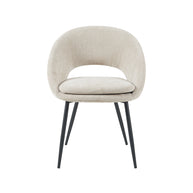 LABEL51 Eetkamerstoelen Zohra - Naturel - Chenille - Zwart Metalen Frame