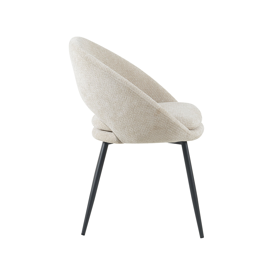 LABEL51 Eetkamerstoelen Zohra - Naturel - Chenille - Zwart Metalen Frame