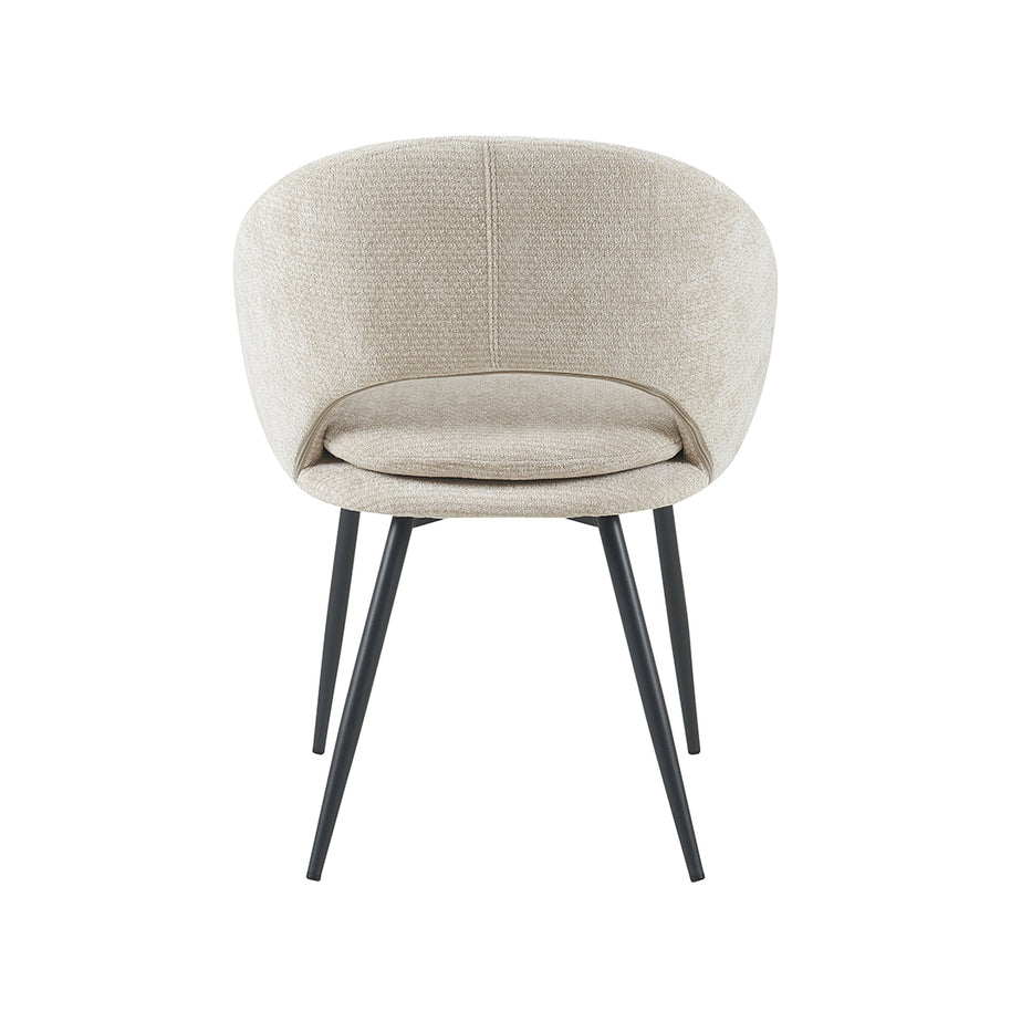 LABEL51 Eetkamerstoelen Zohra - Naturel - Chenille - Zwart Metalen Frame