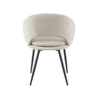 LABEL51 Eetkamerstoelen Zohra - Naturel - Chenille - Zwart Metalen Frame
