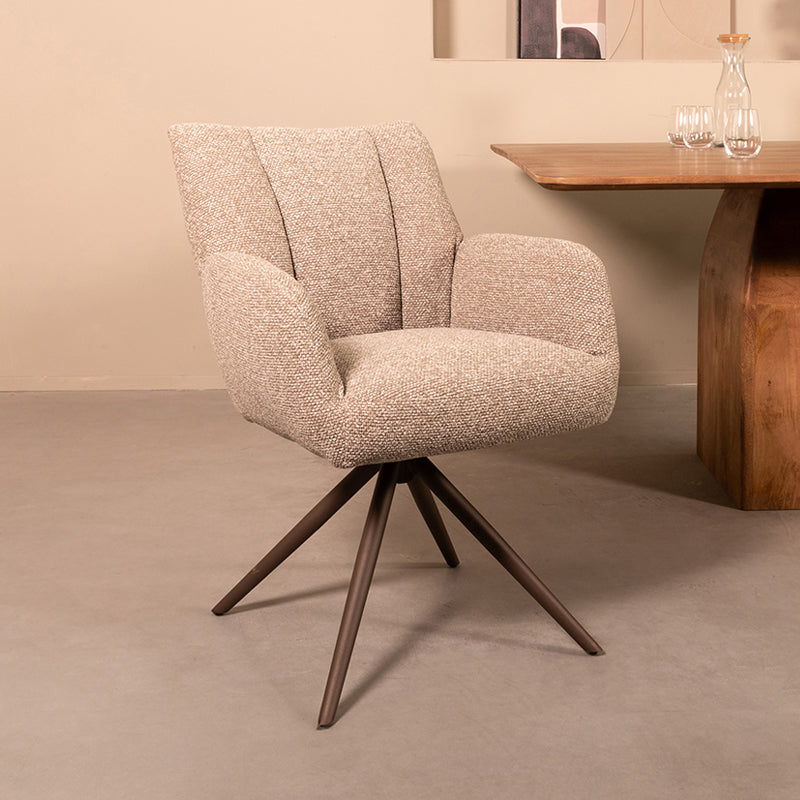LABEL51 Eetkamerstoelen Padua - Mushroom - Boucle - Brons Metalen Frame