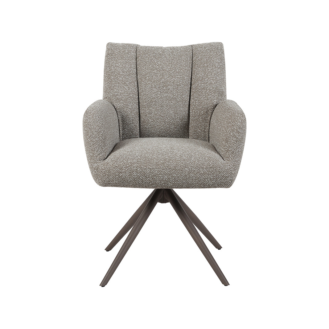 LABEL51 Eetkamerstoelen Padua - Mushroom - Boucle - Brons Metalen Frame