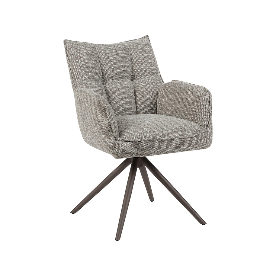 LABEL51 Eetkamerstoelen Amalfi - Mushroom - Boucle - Brons Metalen Frame