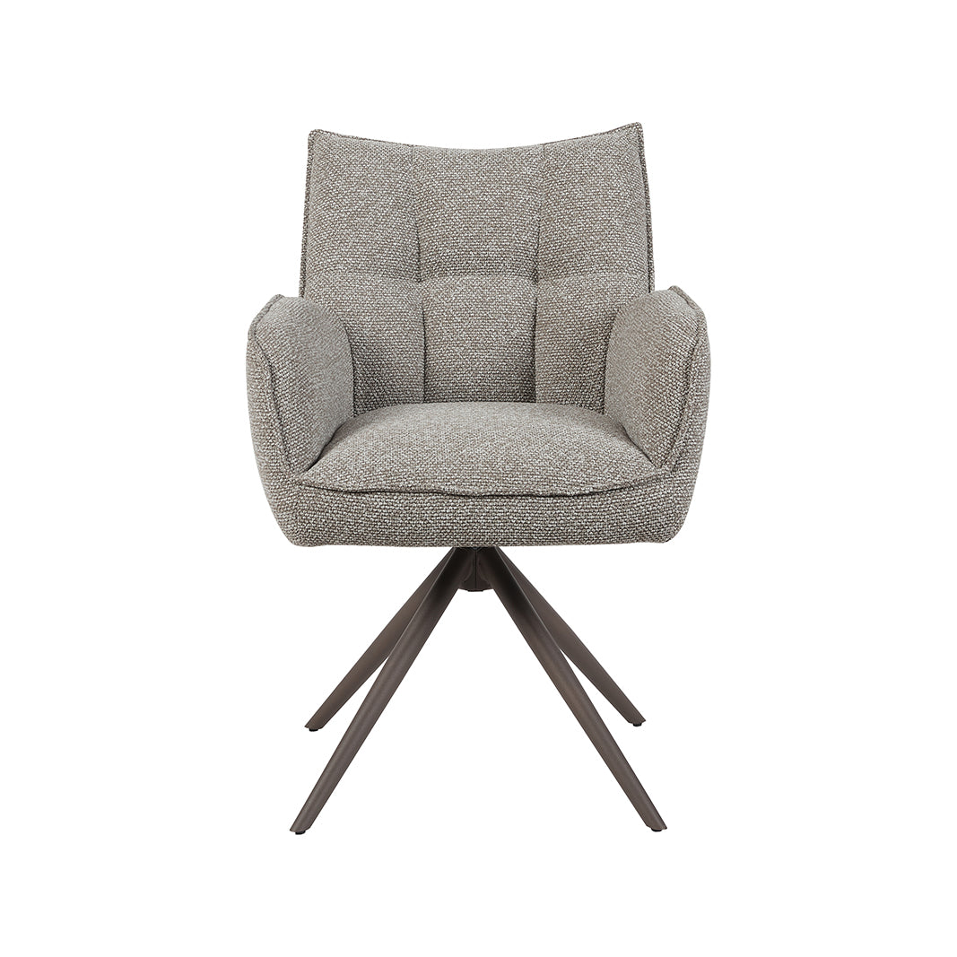 LABEL51 Eetkamerstoelen Amalfi - Mushroom - Boucle - Brons Metalen Frame