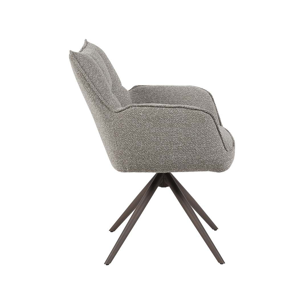LABEL51 Eetkamerstoelen Amalfi - Mushroom - Boucle - Brons Metalen Frame