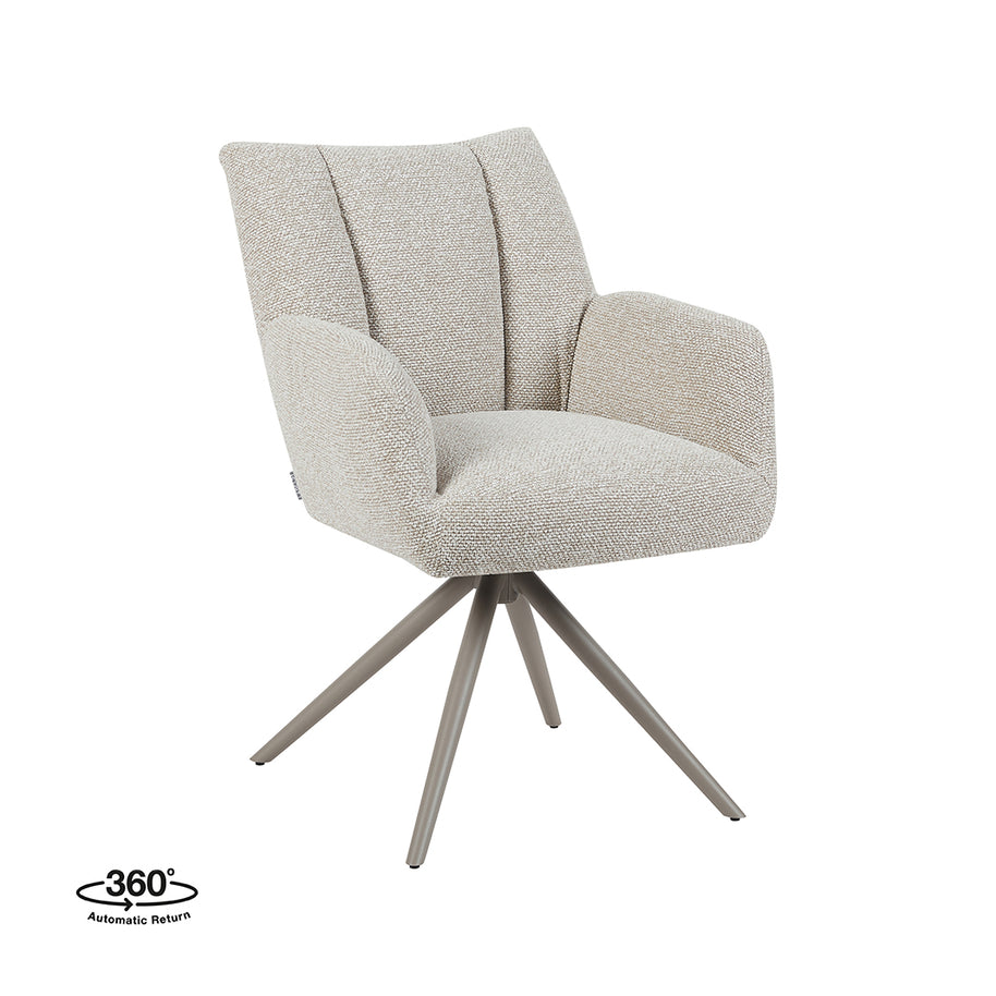 LABEL51 Eetkamerstoelen Padua - Naturel - Boucle - Taupe Metalen Frame