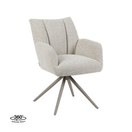 LABEL51 Eetkamerstoelen Padua - Naturel - Boucle - Taupe Metalen Frame