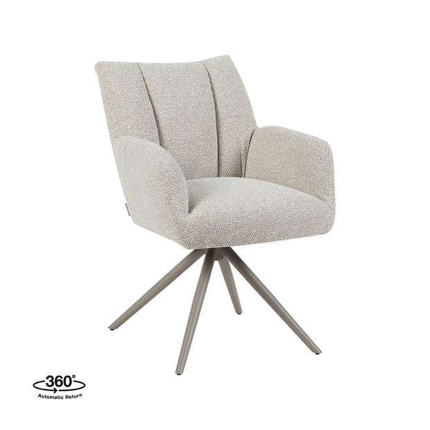 LABEL51 Eetkamerstoelen Padua - Naturel - Boucle - Taupe Metalen Frame
