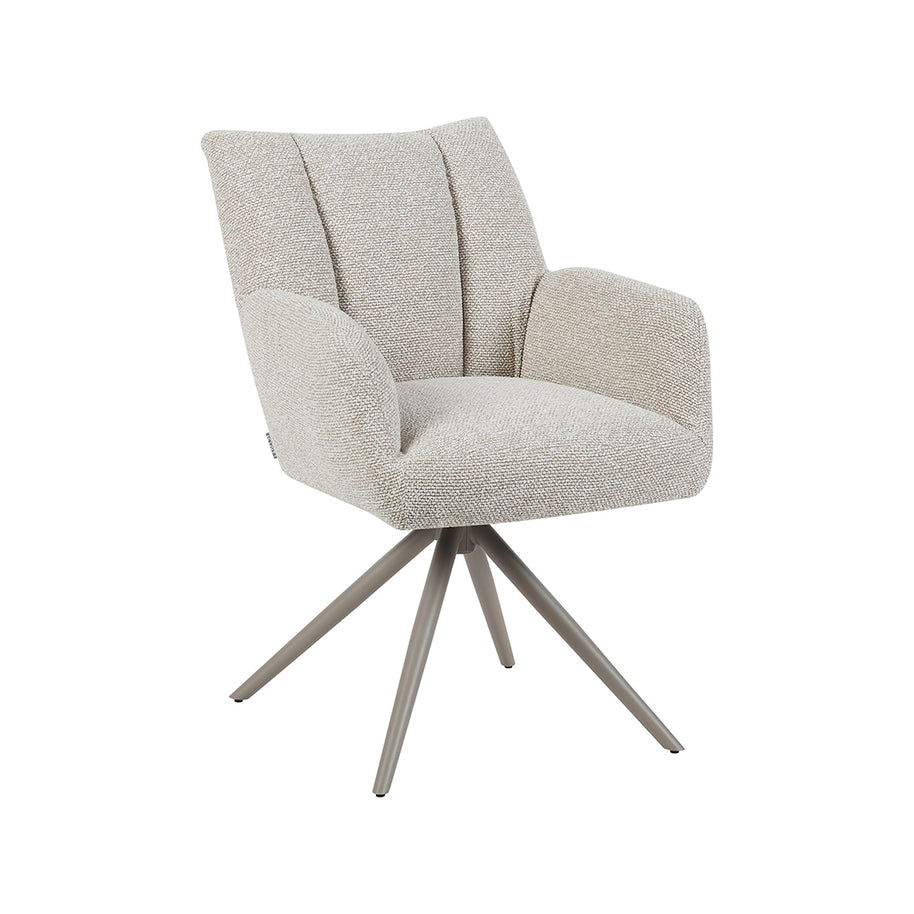 LABEL51 Eetkamerstoelen Padua - Naturel - Boucle - Taupe Metalen Frame