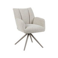 LABEL51 Eetkamerstoelen Padua - Naturel - Boucle - Taupe Metalen Frame