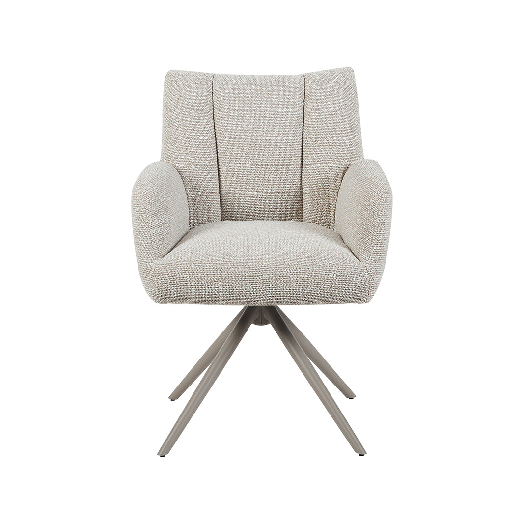 LABEL51 Eetkamerstoelen Padua - Naturel - Boucle - Taupe Metalen Frame