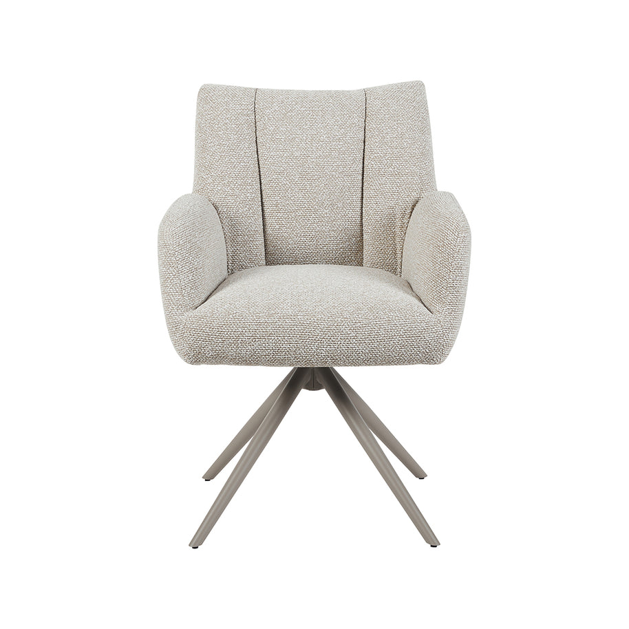 LABEL51 Eetkamerstoelen Padua - Naturel - Boucle - Taupe Metalen Frame