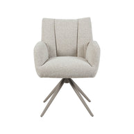 LABEL51 Eetkamerstoelen Padua - Naturel - Boucle - Taupe Metalen Frame