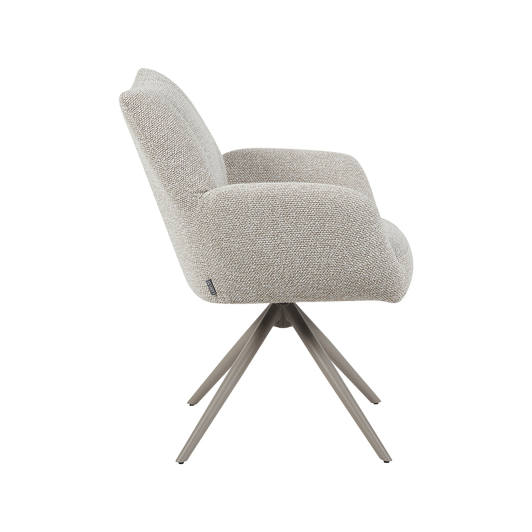 LABEL51 Eetkamerstoelen Padua - Naturel - Boucle - Taupe Metalen Frame